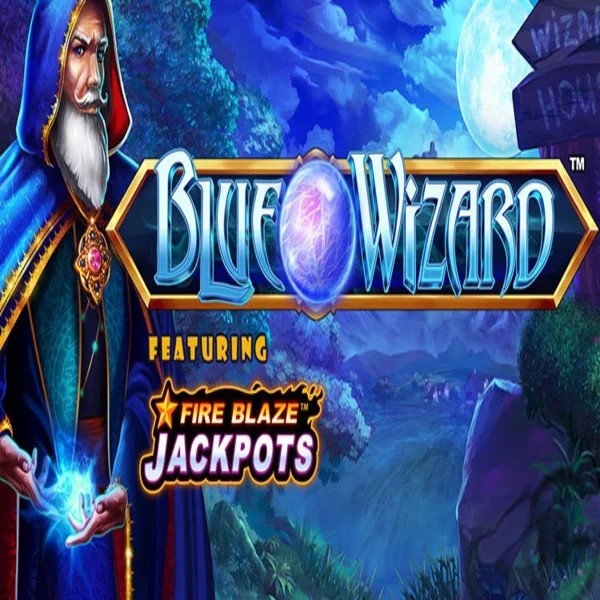 Blue Wizard Fire Blaze Jackpots logo – Slots by Rarestone Gaming at Cowboy Spin Casino